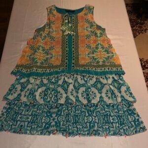 HEMANT & NANDITA 100% SILK Antro floral layered dress